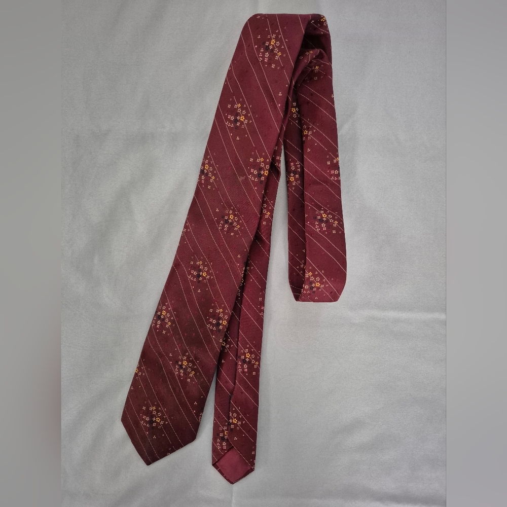 Maroon Floral Diagonal Stripe Tie for Men